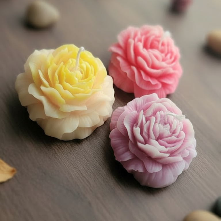 Romantic Peony Flower Candle