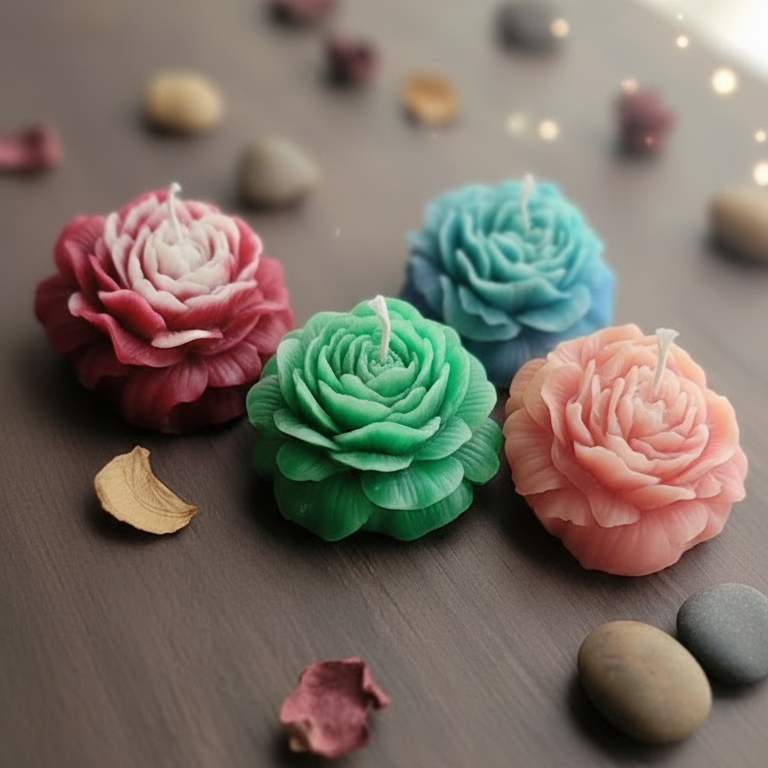 Romantic Peony Flower Candle